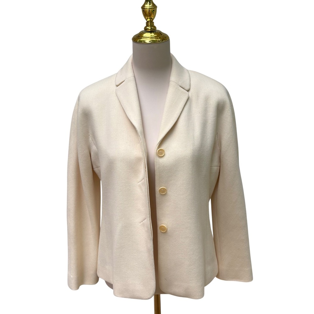 Emanuel Emanuel Ungaro Blazer Size 8 Cream
Wool Blend Mohair Notched Lapel - Picture 2 of 11